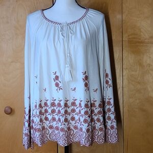 Fever embroidered top w bell sleeves